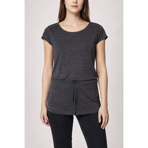Oakley Womens Sheer Charcoal Drawstring Waist Tee Top SZ Small